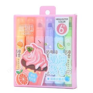 6pcs Creamy Fruity Aroma Highlighters Pastel Cute Highlighte