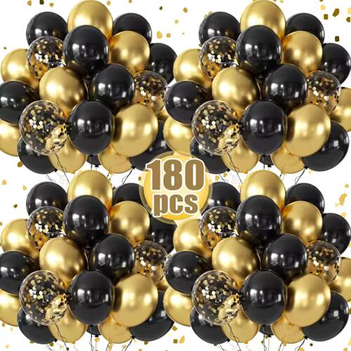 180/15pcs Latex Balloons Shiny Sequin Black Gold Inflatable