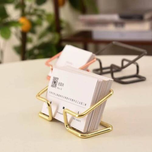 Gold Metal Business Card Holder Desk Bracket Cards Organizer
