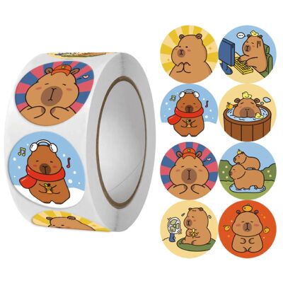 500Pcs Capybara Stickers Roll 1'' Cute Animal Stickers for K