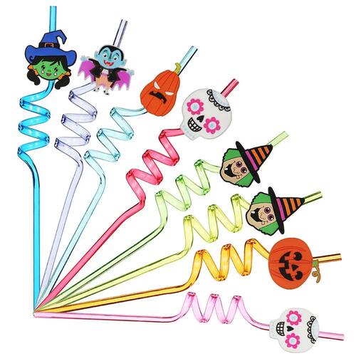 Halloween Party Favors Crazy Straws Bat Pumpkin Skull Ghost