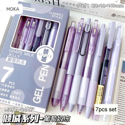 7pcs Kawaii Pens Quick-Drying Ink Stationery Pen Set Aesthet