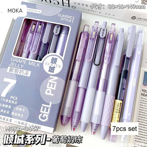 7pcs Kawaii Pens Quick-Drying Ink Stationery Pen Set Aesthet