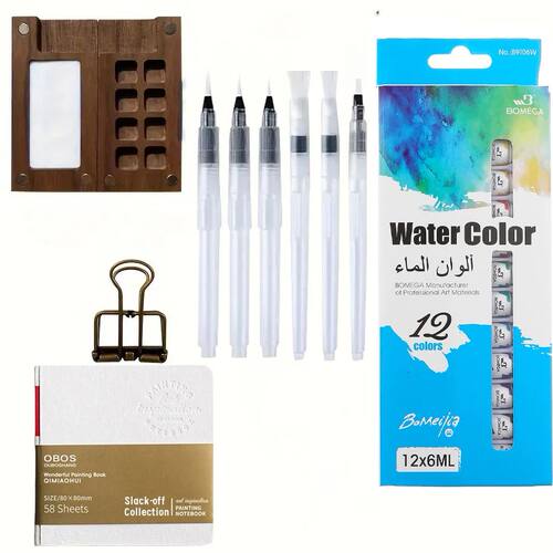 Travel Paint Palette Pocket Artist Watercolor Set with Clip
