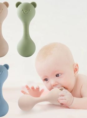 Rattles for baby Silicone Maracas Toys Cartoon Bear Sand Ham