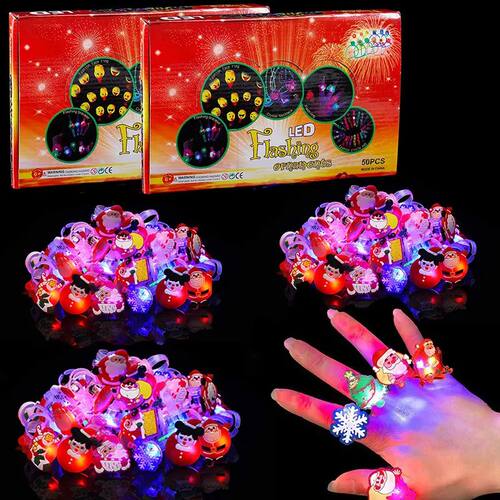 20/50pcs Christmas LED Flashing Rings LED Ring Light Toy, Fl
