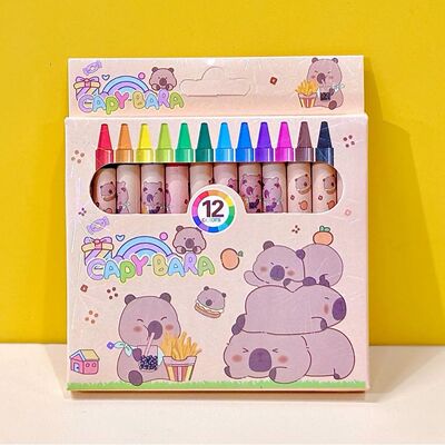 12/36pcs Cute Capybara Crayons 12 Colors 8.8cm Colored Crayo