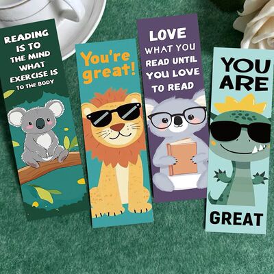 30Pcs Animal Reading Bookmarks Vibrant Page Markers & Clips