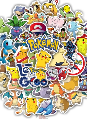 50pcs Pokemon Pikachu Stickers Anime Cartoon Kawaii Waterpro