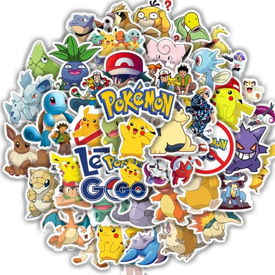 50pcs Pokemon Pikachu Stickers Anime Cartoon Kawaii Waterpro