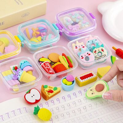 Creative Lunch Box Eraser Set Various Lovely Eraser Soft Pen