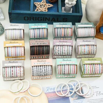 10 Rolls Skinny Washi Tape Set Masking Thin Basic Patterns D