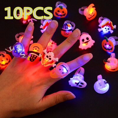 10/20PCS Cute Halloween Glowing Rings Glow Bracelet Christma