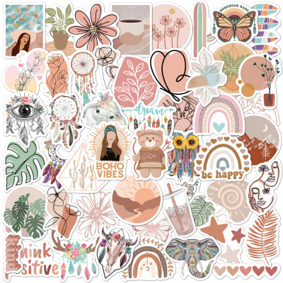 50pcs Cute Cartoon Art Bohemian Aesthetic Stickers Graffiti