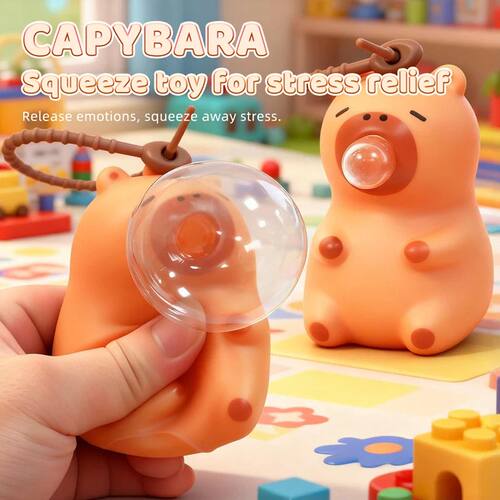 Cute Capybara Squishy Bubble Toy Keychain Decompression Pend