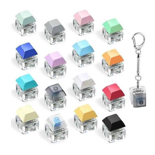 1/12PCS Keyboard Keychain Fidget Toys Stress Relief Button K