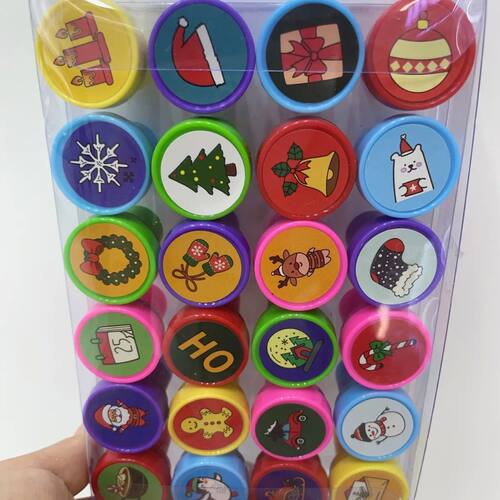 12/24PCS Cartoon Christmas Stamp Kid Santa Snowman Elk Stamp