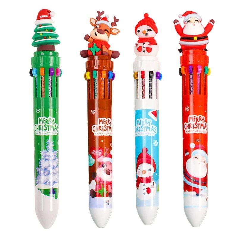 Christmas Ballpoint Retractable Multicolor Pen 10-Colors-in-