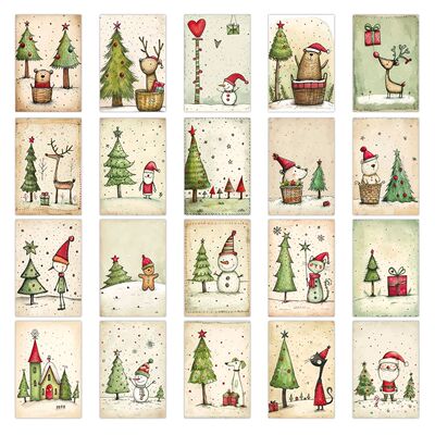 20pcs Christmas Decor Postcards With Stickers,For Christmas