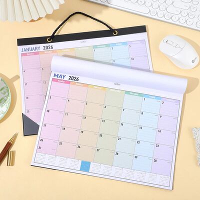 2026 Monthly Wall Calendar Rainbow Design Transparent Cover