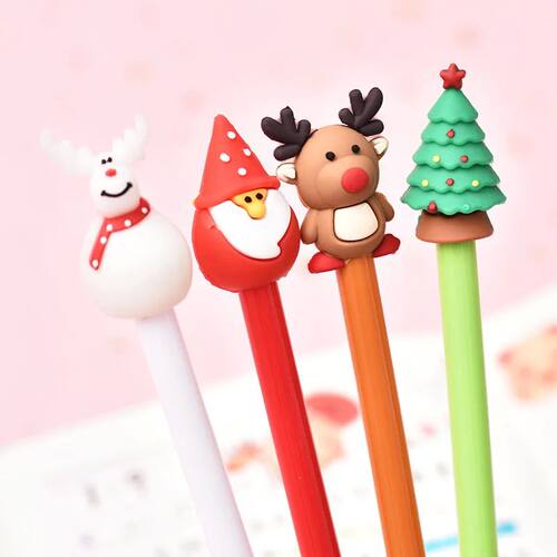4 Pcs/set Creative Christmas Gel Pen 0.5mm Black Santa Claus