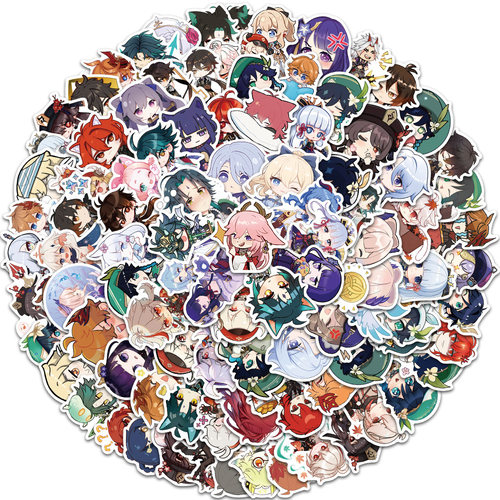 50/100pcs Cute Anime Game Genshin Impact Stickers Decal Lugg