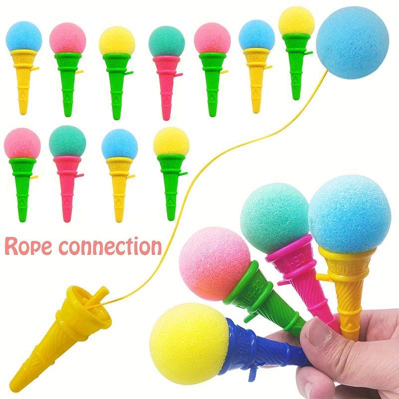 10Pcs Mini Colorful Ice Cream Foam Ball Launcher Catapult To