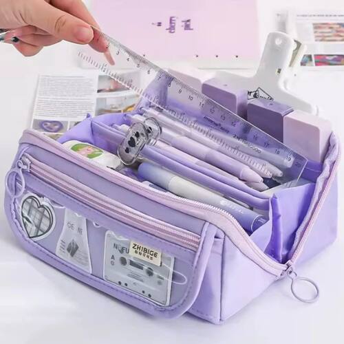1pc large capacity learning pencil case with multifunctional