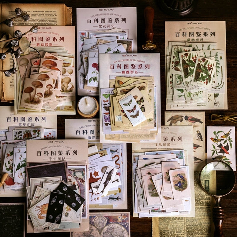 60Pcs Vintage Plant Stickers Retro Flowers Diary Pr Adhes