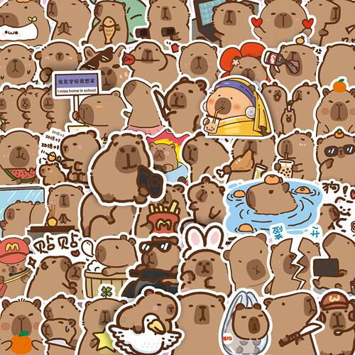 100PCS Plump Capybara Cute Stickers Cartoon Animal Decals Sc