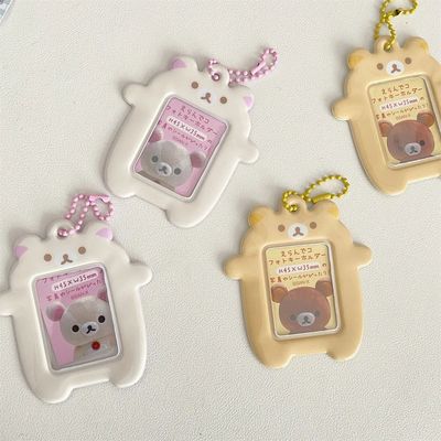 Style Kawaii Cartoon Bear  Photo Card Holder Keyring Cute Be