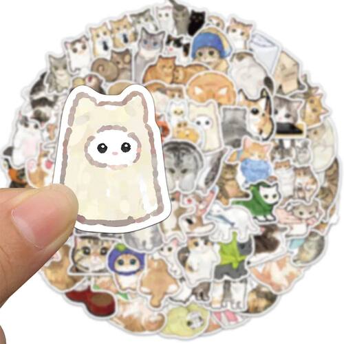 77PCS Cartoon Cat Stickers Exquisite Animal Account Material
