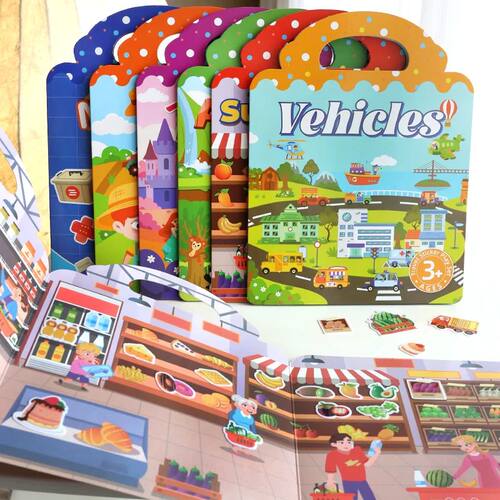 Children's Portable Quiet DIY Reusable Sticker Book Busy Jel