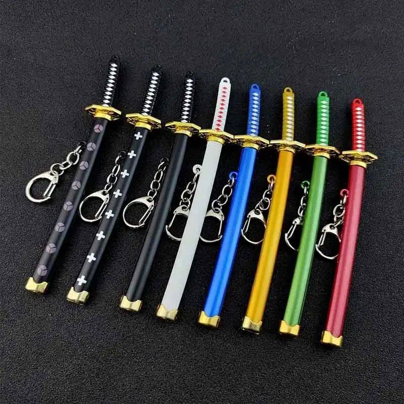 Mini Roronoa Zoro Samurai Sword Keychain Anime  Plastics Sca