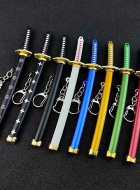 Mini Roronoa Zoro Samurai Sword Keychain Anime  Plastics Sca