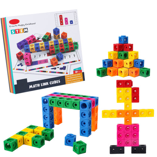 Montessori Math Toys 10 Colors Rainbow Link Cubes Snap Block