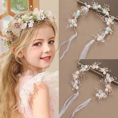Elegant Girls Headband Imitated Pearl Hair Headdress Baby Gi