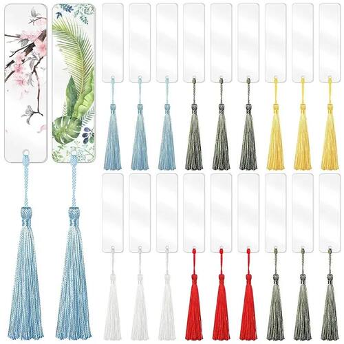 60 pcs/set (30 bookmarks and 30 tassels) blank acrylic bookm