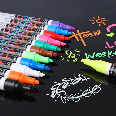 8/12 Color Erasable Multi Colored Highlighters Liquid Chalk