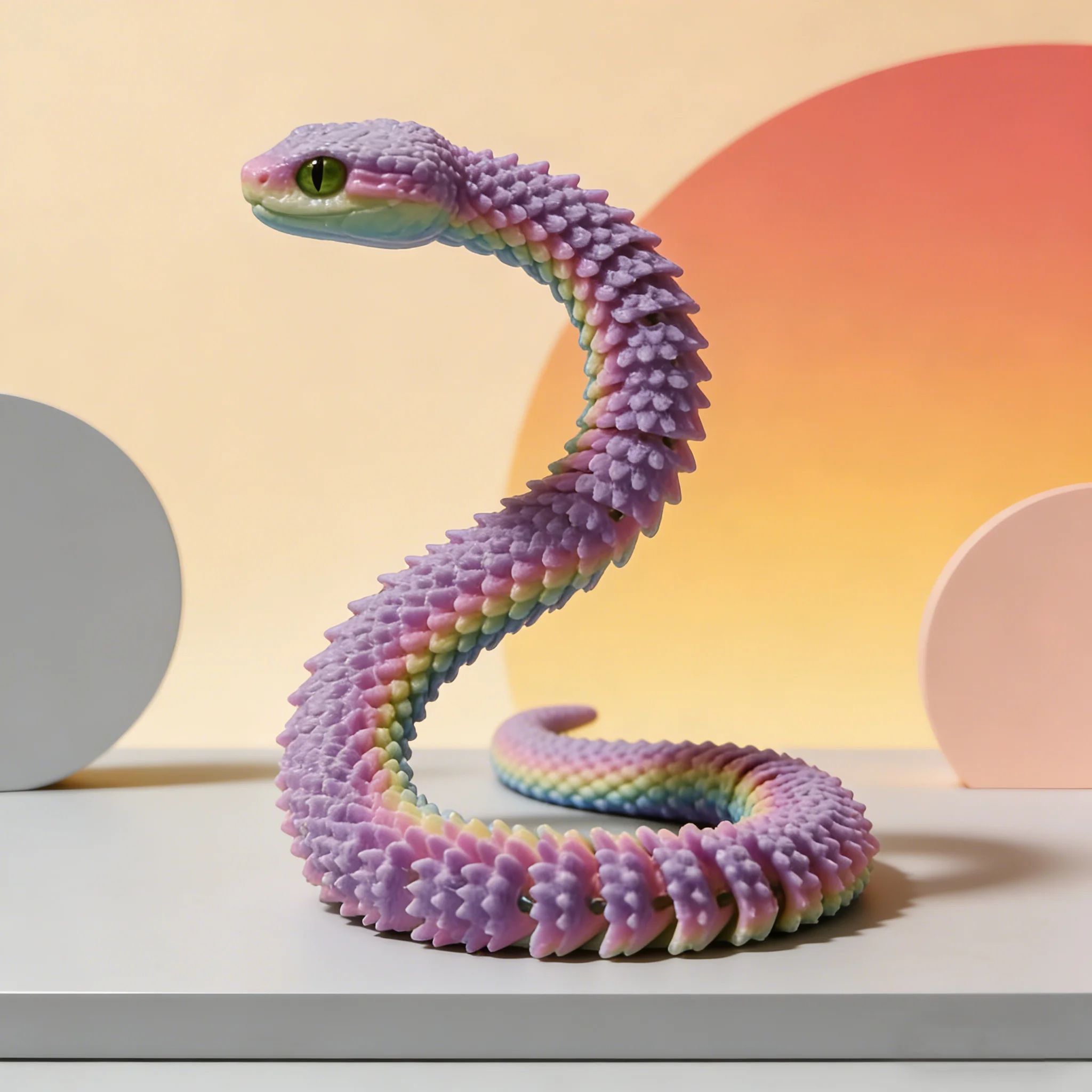 3D Printed Snake Decor 30cm Chinese Zodiac Reptile Figurine