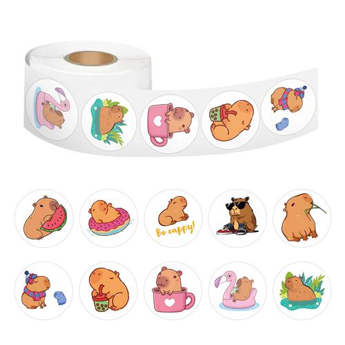 100-500pcs Cute Plump Capybara Cartoon Brown Animals Sticker