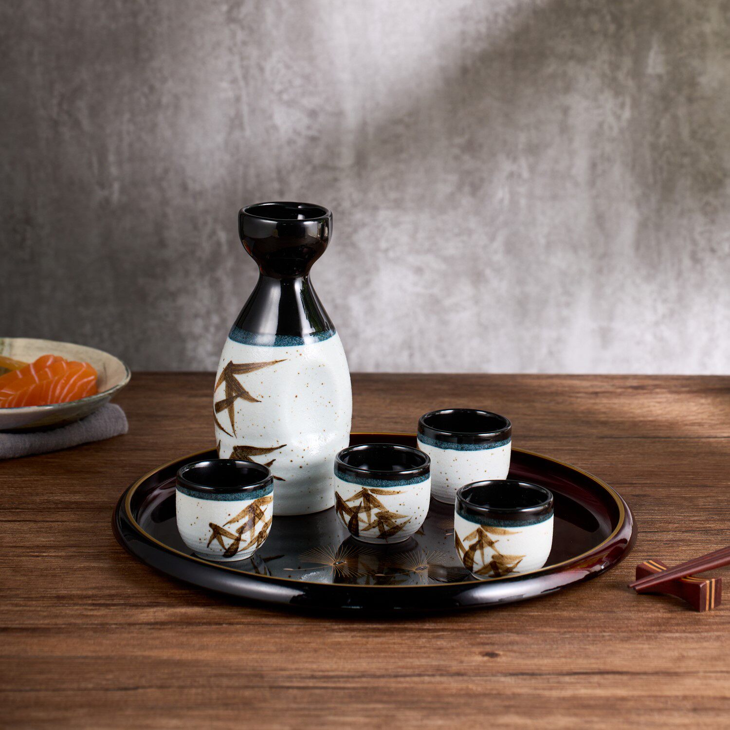 [陶瓷王]日本进口美浓烧一壶四杯套装家用酒壶酒杯清酒烧酒礼盒装