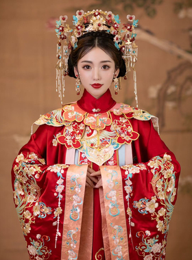 王妃新中式汉服婚礼头饰凤冠新娘发饰奢华大气宫廷复古配饰品