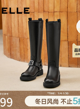 百丽厚底骑士靴女新款冬季显瘦高长靴长筒西部靴子B2171DG4