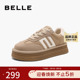 百搭板鞋 百丽女鞋 B2111CM4 新款 厚底休闲鞋 子复古加绒德训鞋 阿甘鞋