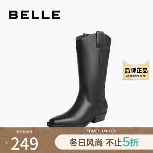 百丽西部靴时装靴女款冬季新款鞋子女靴厚底靴子高跟短靴BDI70DG3