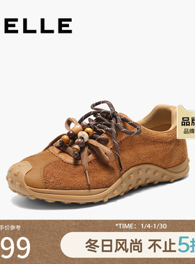 百丽复古风德训鞋女2025秋新双鞋带舒适薄底运动休闲鞋B2902CM5