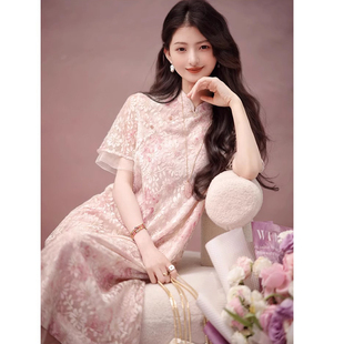 国风改良春樱 旗袍连衣裙｜彩绣蕾丝气质显瘦连衣裙