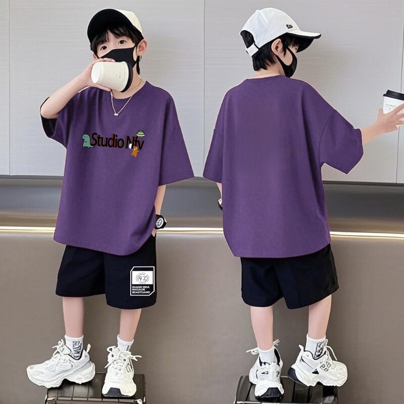 男童短袖短裤纯棉套装夏季透气韩版童装帅气儿童洋气夏装两件套潮