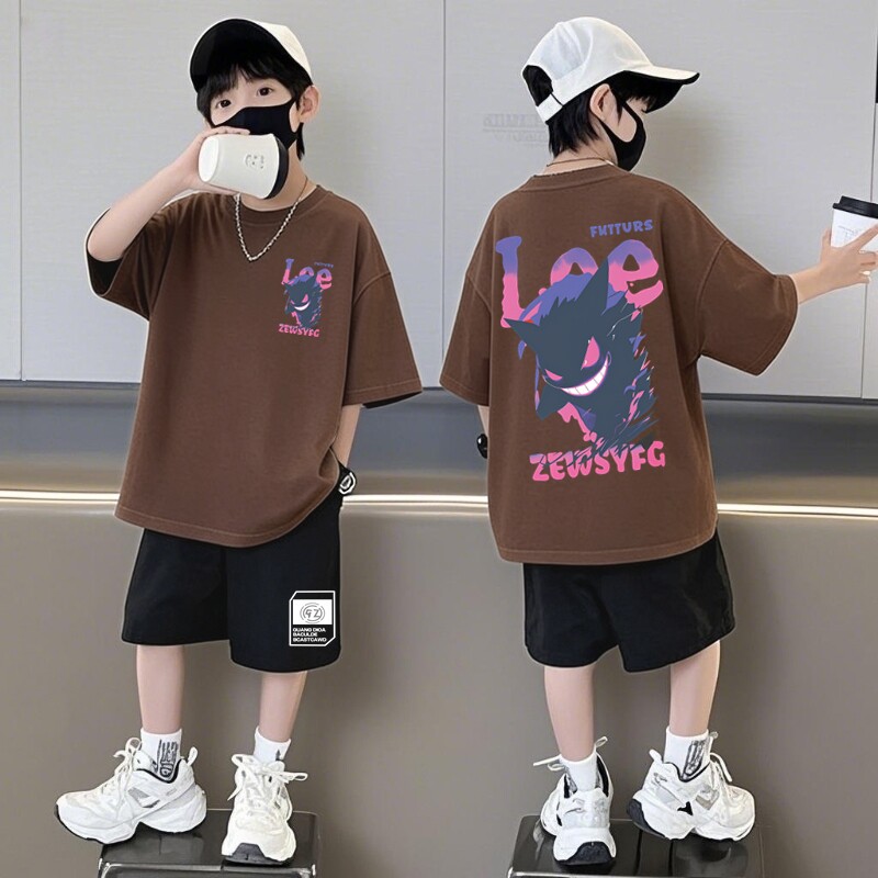 男童夏季套装2026新款潮夏日纯棉上衣中大童装儿童短袖短裤两件套